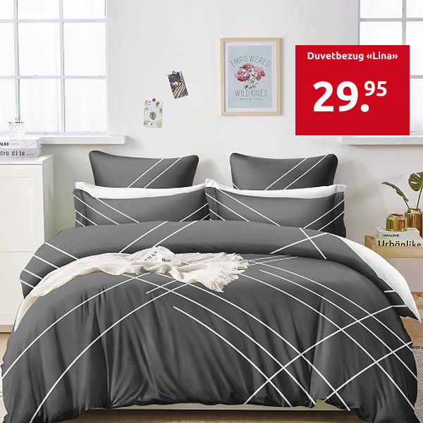Duvetbezug «Lina» 160 x 210 cm + Pfulmenbezug 65 x 100 cm, anthrazit