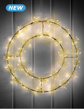 LED-Kranz «Blumenblüten», goldfarben, 290 LEDs