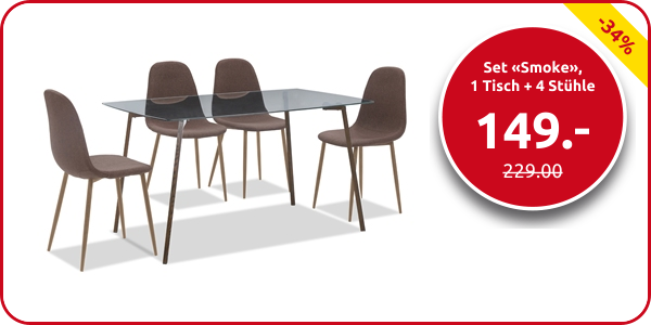 Set «Smoke», 1 Tisch + 4 Stühle