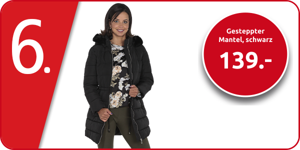 Gesteppter Mantel, schwarz