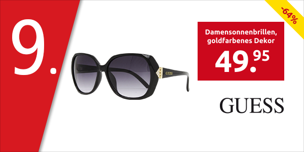 Guess Damensonnenbrillen, goldfarbenes Dekor, schwarz