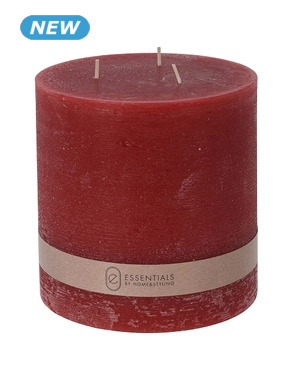 3-Docht Zylinderkerze, Brenndauer 92 Stunden, rot