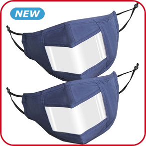 Mund-Nasen-Schutz aus Textil, 2er-Set, blau/transparent