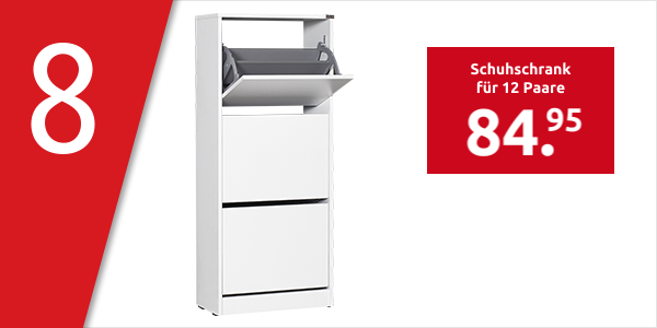 Schuhschrank, für 12 Paare, Dekor weiss