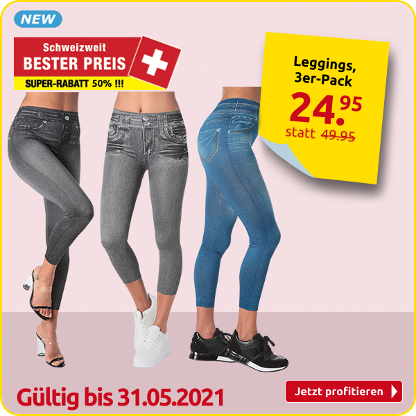Leggings, 3er-Pack, denim + grau +schwarz