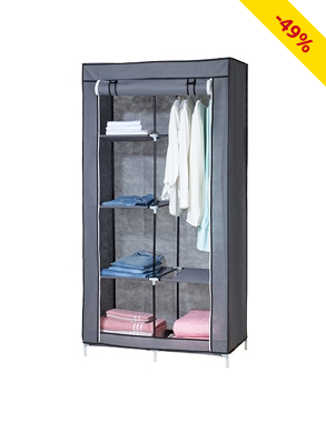 Kleiderschrank aus Vlies, B 90 cm, grau