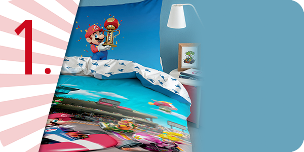 Garnitur «Mario Kart», Duvetanzug 160 x 210 cm + Pfulmenanzug 65 x 100 cm