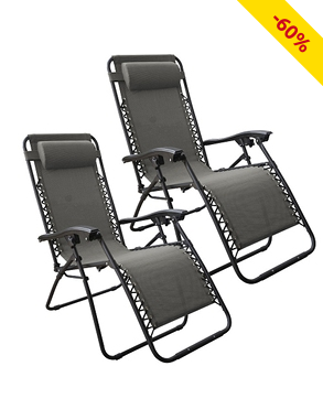 Relax-Stuhl «Charly», 2 Stück,  B 110 x H 65 x T 90 cm, grau