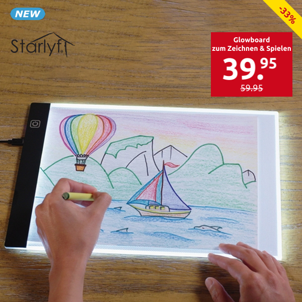 Starlyf Glowboard zum Zeichnen & Spielen
