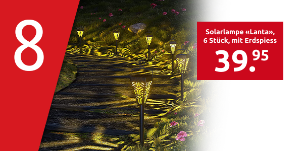Solarlampe «Lanta», 6 Stück, mit Erdspiess
