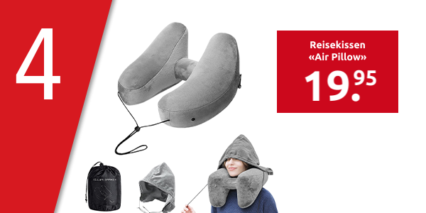 Reisekissen «Air Pillow», aufblasbar, mit Kapuze