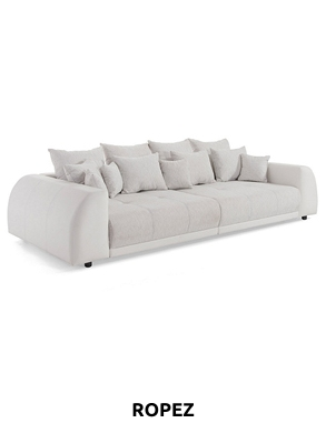 ROPEZ Sofa «Nessy», L 310 x H 80 x T 140 cm, weiss/grau