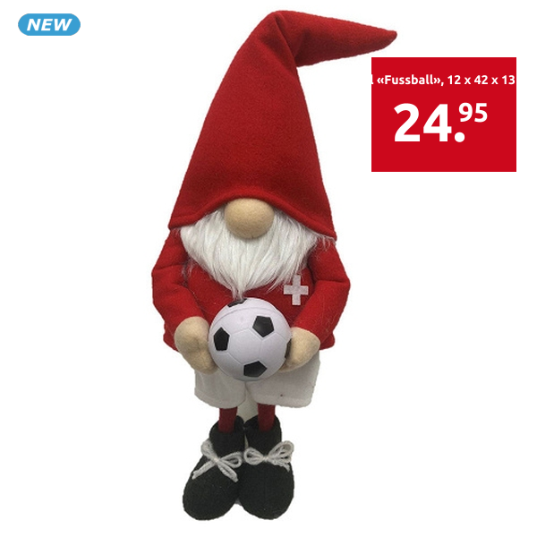 Wichtel «Fussball», 12 x 42 x 13 cm, rot