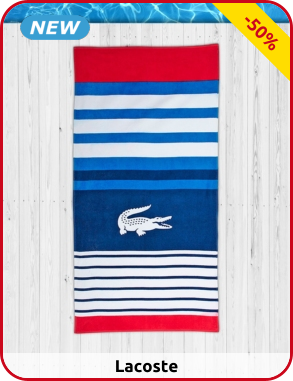 Lacoste Strandtuch gestreift, blau/rot