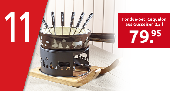Fondue-Set «Berge», Caquelon aus Gusseisen 2,5 l