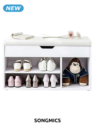 SONGMICS Aufbewahrungsbank, L 80 x H 44 x T 30 cm, weiss