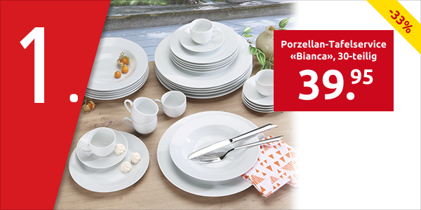 Porzellan-Tafelservice «Bianca», 30-teilig, 6 Personen