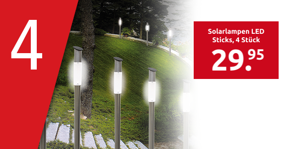 Solarlampen LED Sticks, 4 Stück