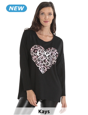 Tunika mit Herz-Print, schwarz