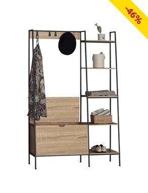 Garderobe «Gamma», asymmetrisches Design, B 105 x H 160 x T 35 cm, Dekor holz