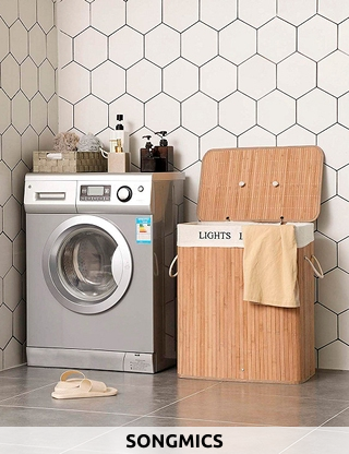 Wäschekorb mit Unterteilung «Bambus», 100 l