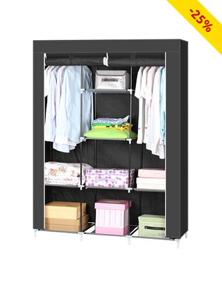 Kleiderschrank aus Vlies, schwarz