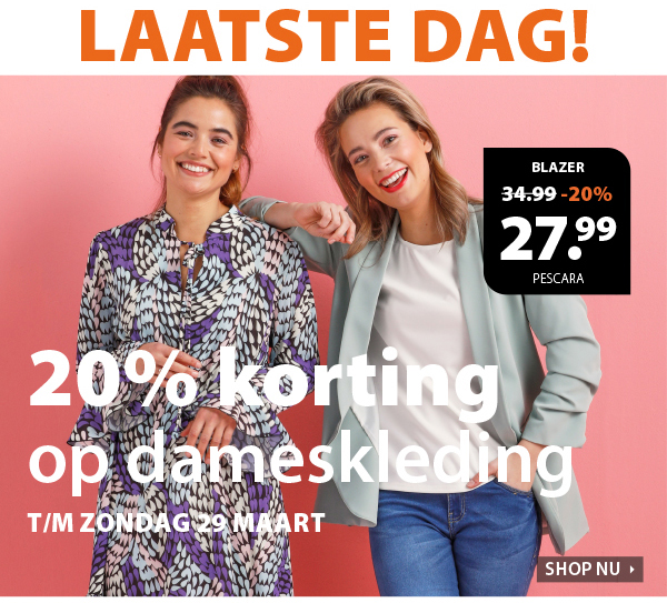 Shop dameskleding nu met 20% korting - Alleen vandaag nog