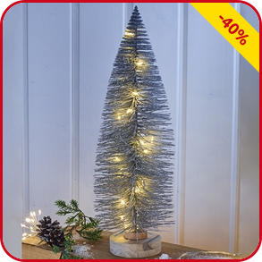 Tanne H 43 cm, 25 LED, silberfarben