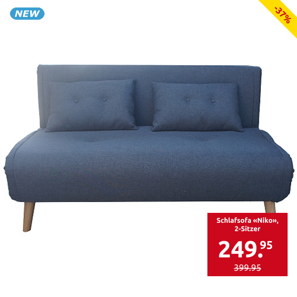 Schlafsofa «Niko», 2-Sitzer, L 142 x B 82 x H 84 cm, grau