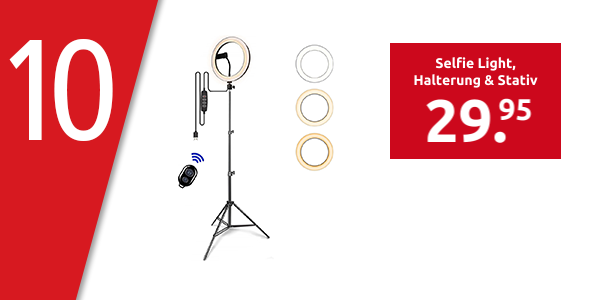 Selfie Light, Halterung & Stativ