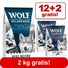 12 + 2 kg gratis! 14 kg Wolf of Wilderness droogvoer