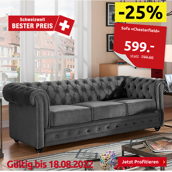 Sofa «Chesterfield», grau