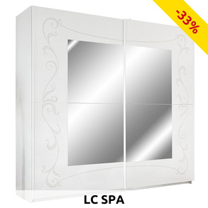 LC SPA Kleiderschrank «Roma», mit Spiegel, B 220 x H 210 x T 64 cm, weiss