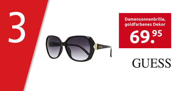 GUESS Damensonnenbrille, goldfarbenes Dekor, schwarz