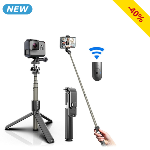 Selfie Stick mit Stativ, LED-Flash, 360°-Drehung