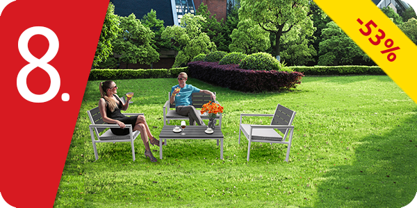 Gartenset «Maya», 4-teilig, weiss/grau