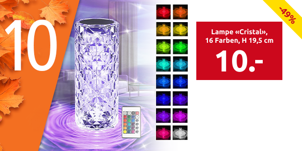 Lampe «Cristal», 16 Farben, H 19,5 cm