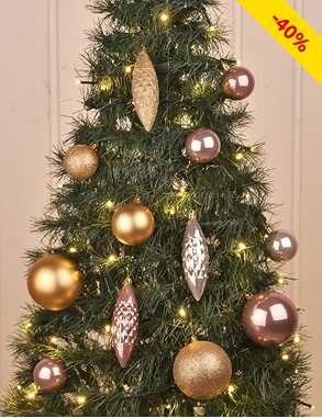 Weihnachtskugeln goldfarben & rosa, 31-teilig