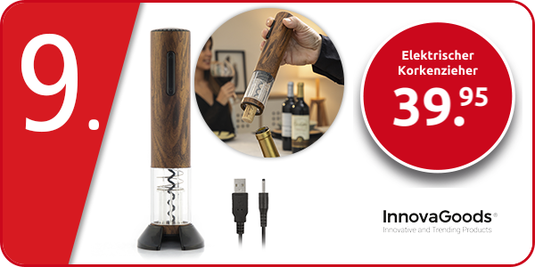 InnovaGoods Elektrischer Korkenzieher, mit Flaschenzähler