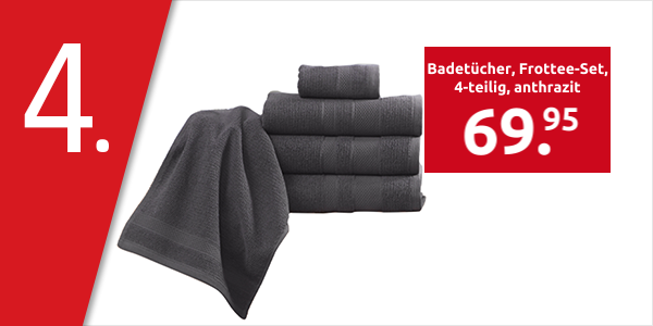 Badetücher, Frottee-Set, 4-teilig, ultraweich, anthrazit