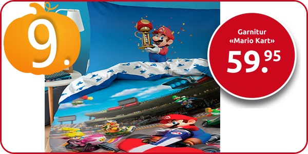 Garnitur «Mario Kart», Duvetanzug 160 x 210 cm + Pfulmenanzug 65 x 100 cm
