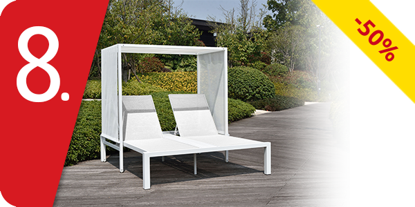 Lounge Set,  2 Liegestühle mit Sonnenschutz