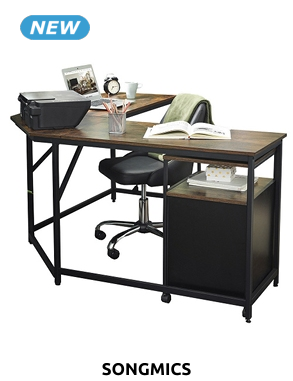 SONGMICS Schreibtisch «Winkel»,  L 149 x H 75 x T 149 cm, braun/schwarz