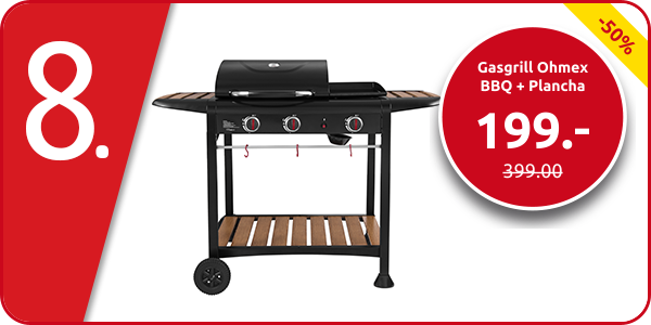 Gasgrill Ohmex BBQ + Plancha, 3 Brenner