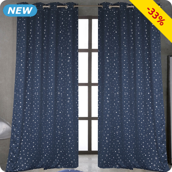 Lichtundurchlässiger Vorhang «Stars», 240 x 140 cm, marine