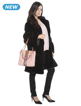 Kunstpelzmantel, schwarz