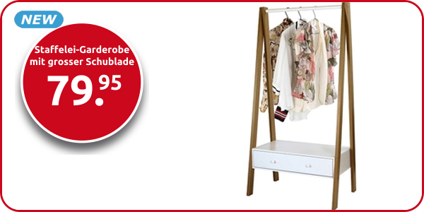 Staffelei-Garderobe mit grosser Schublade