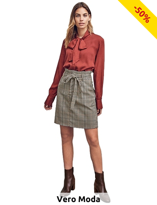 Jupe Vero Moda, braun/kariert