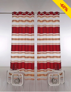 Vorhang, 2 Stück, H 240, B 140 cm, rot/goldfarben