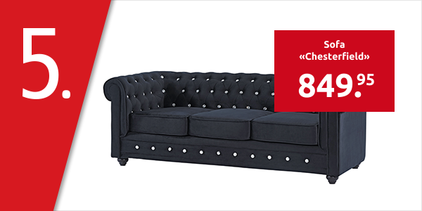 Sofa «Chesterfield», schwarz mit Strass